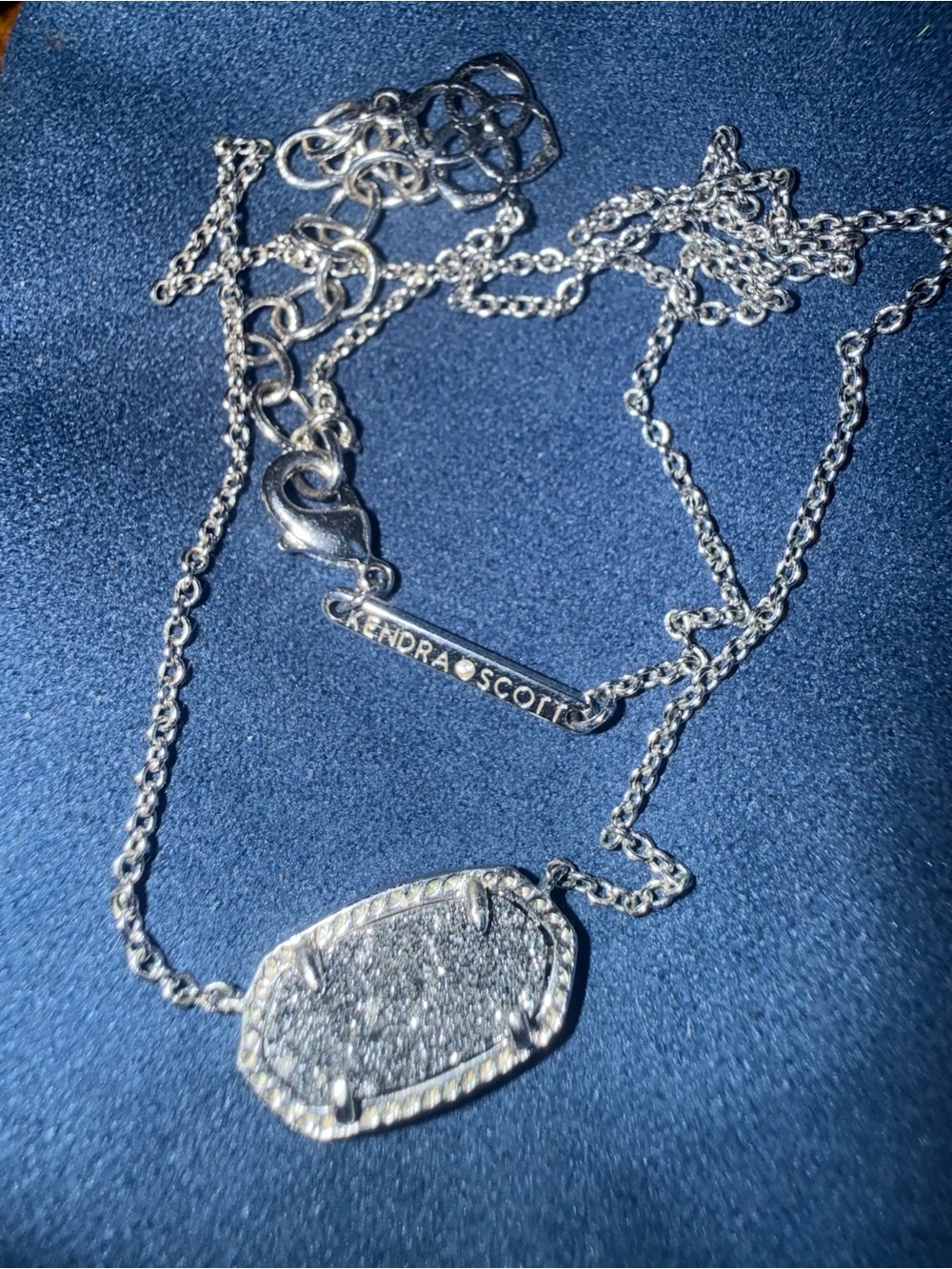Kendra Scott Silver Sparkling Druzy Pendant Necklace